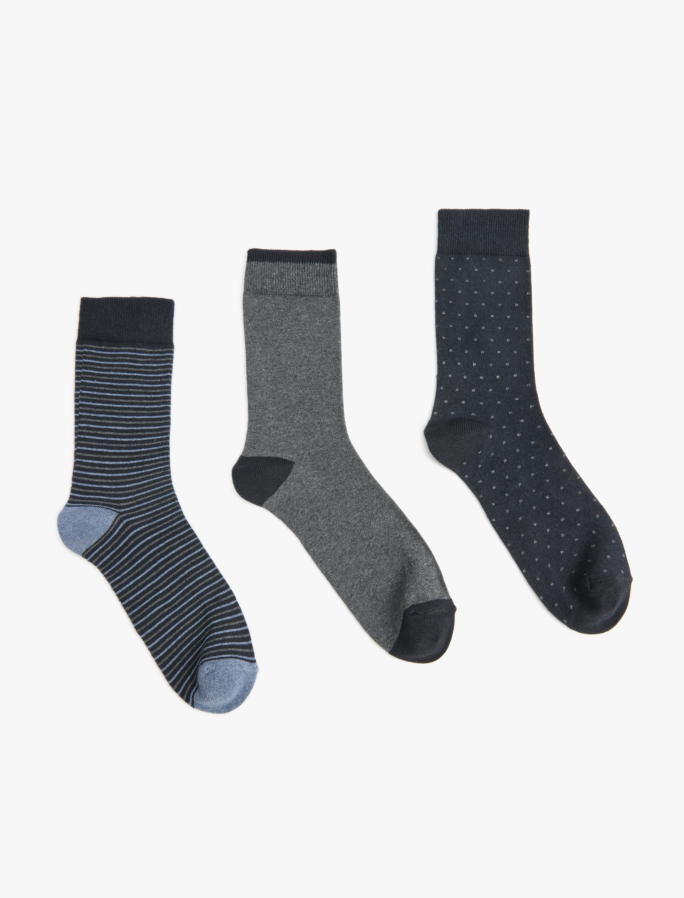  Erkek Çizgili 3'lü Soket Çorap Seti Çok Renkli