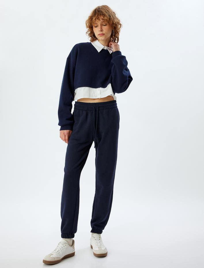  Jogger Eşofman Altı Cep Detaylı Bağcıklı Standart Bel