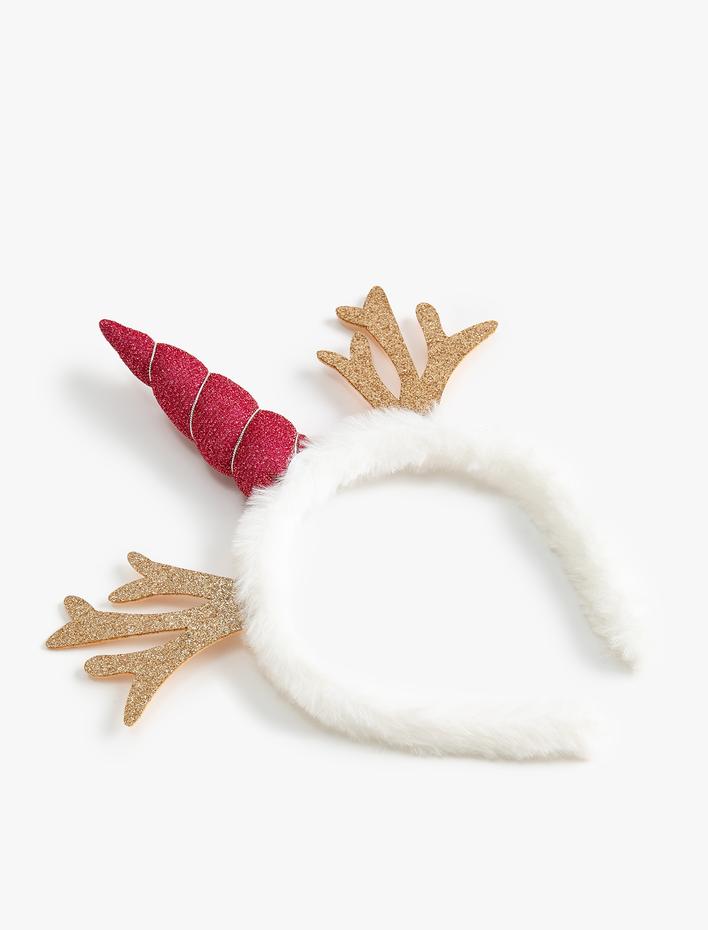 Kız Çocuk Yılbaşı Tacı Kulak ve Boynuz Aplikeli Simli