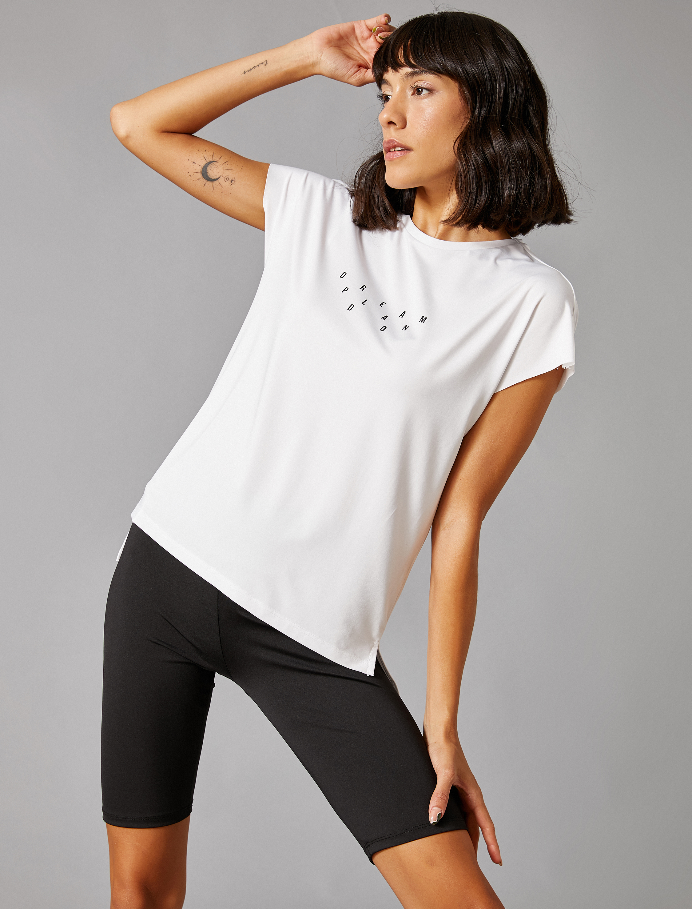   Spor Tişört Yazılı Kısa Kollu