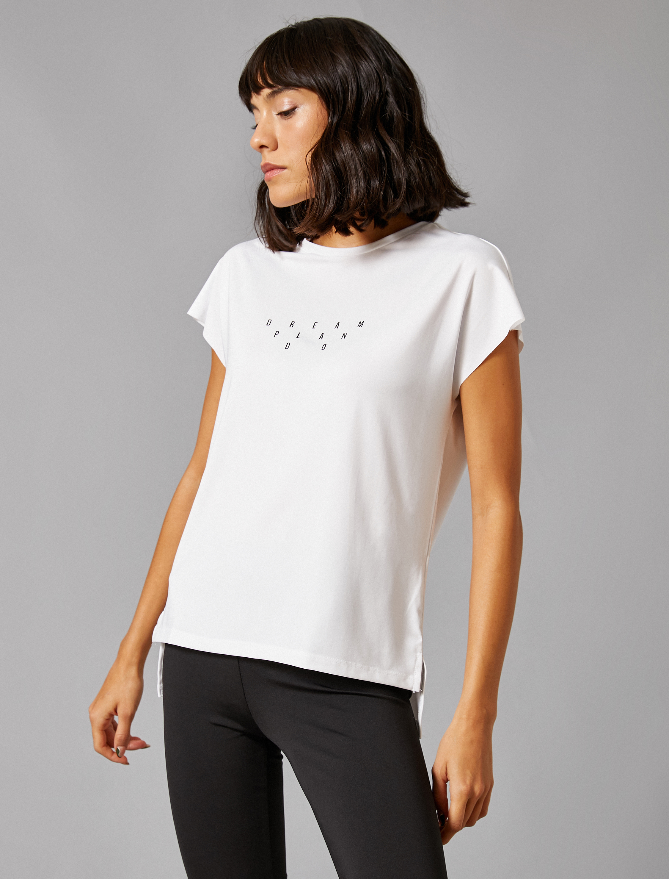   Spor Tişört Yazılı Kısa Kollu