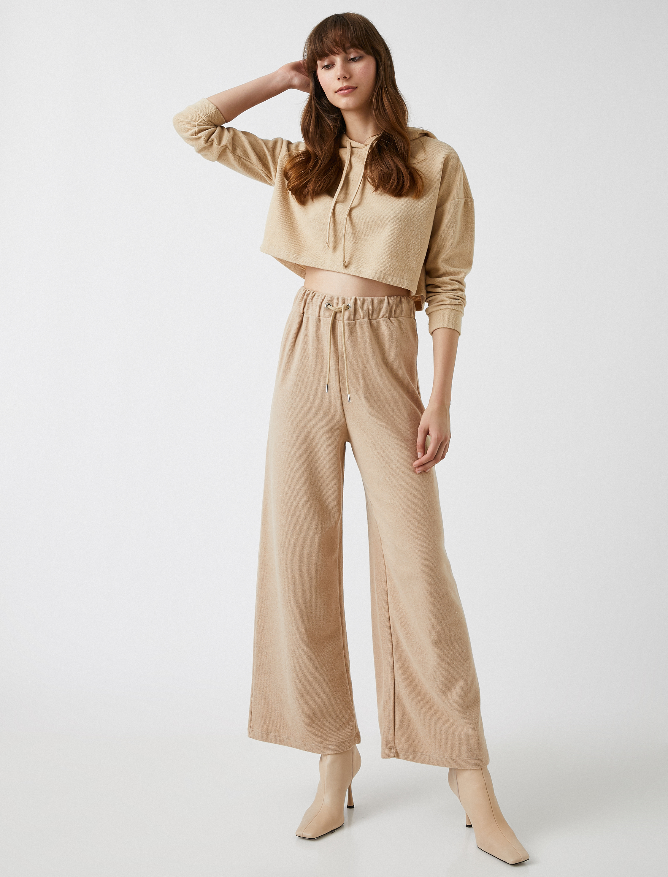   Beli Bağcıklı Pantolon Geniş Paça