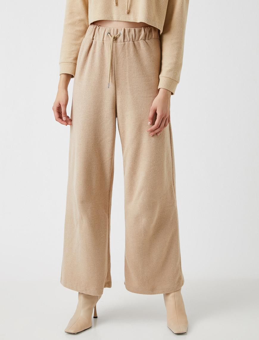   Beli Bağcıklı Pantolon Geniş Paça
