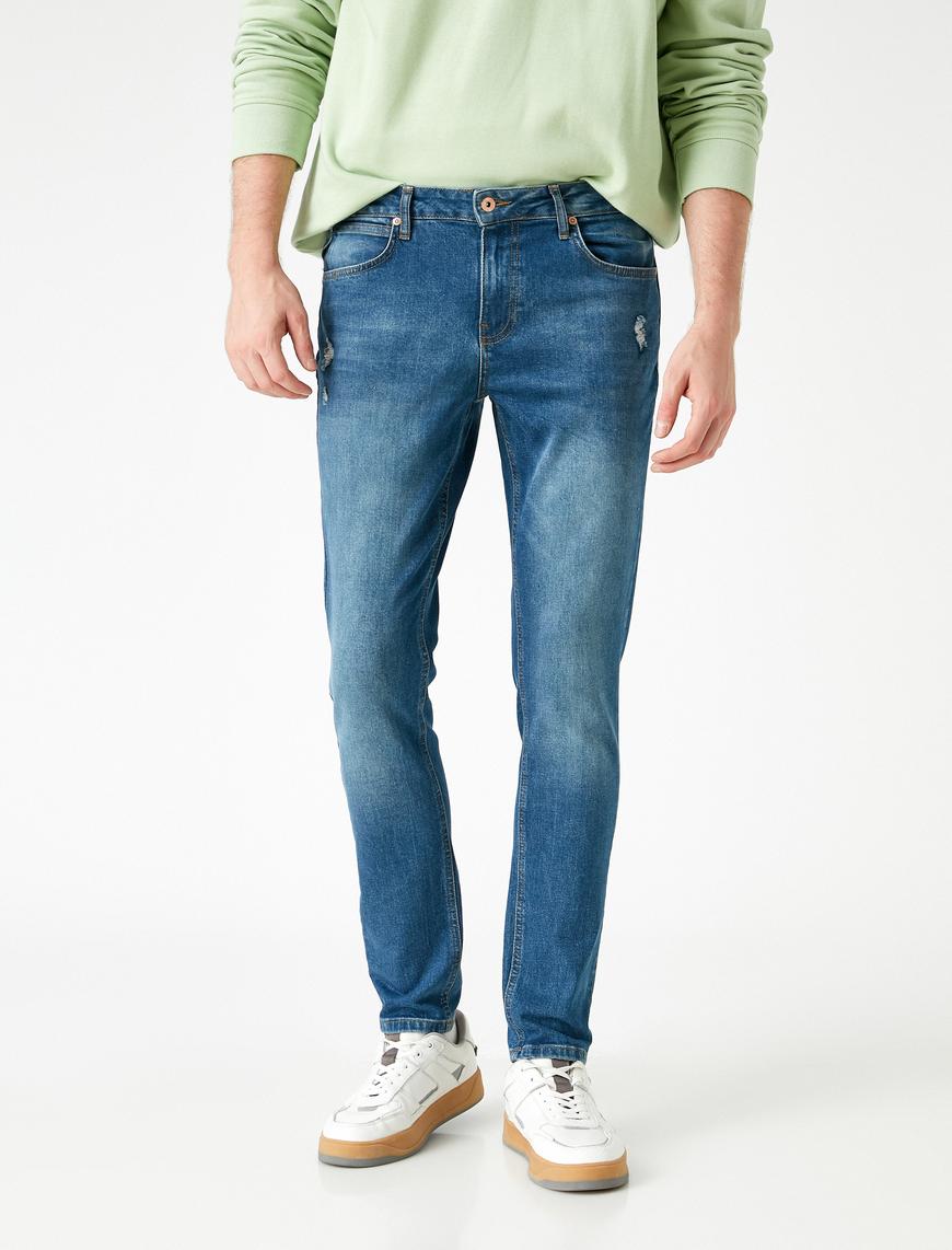   Skinny Fit Taşlamalı Kot Pantolon - Michael Jean