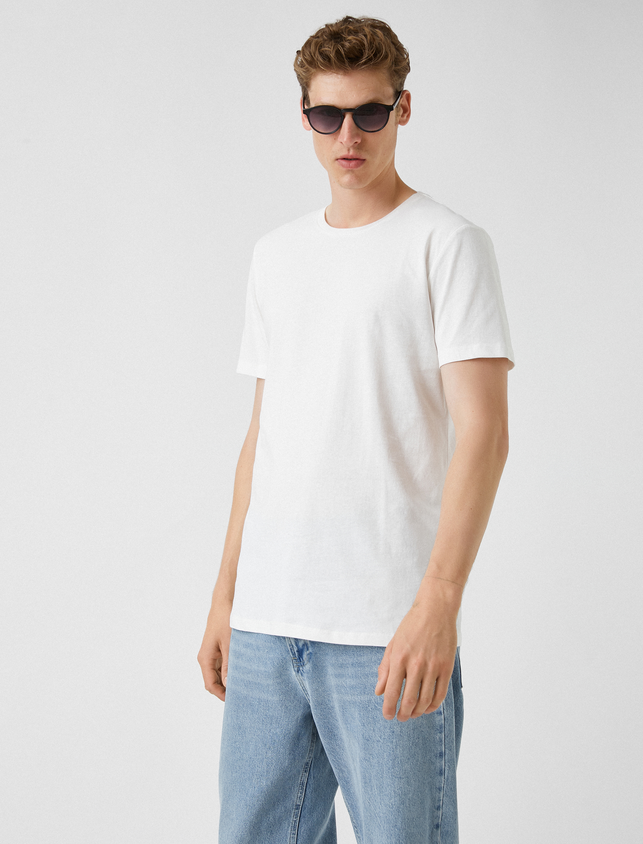   Basic Tişört Kısa Kollu Bisiklet Yaka