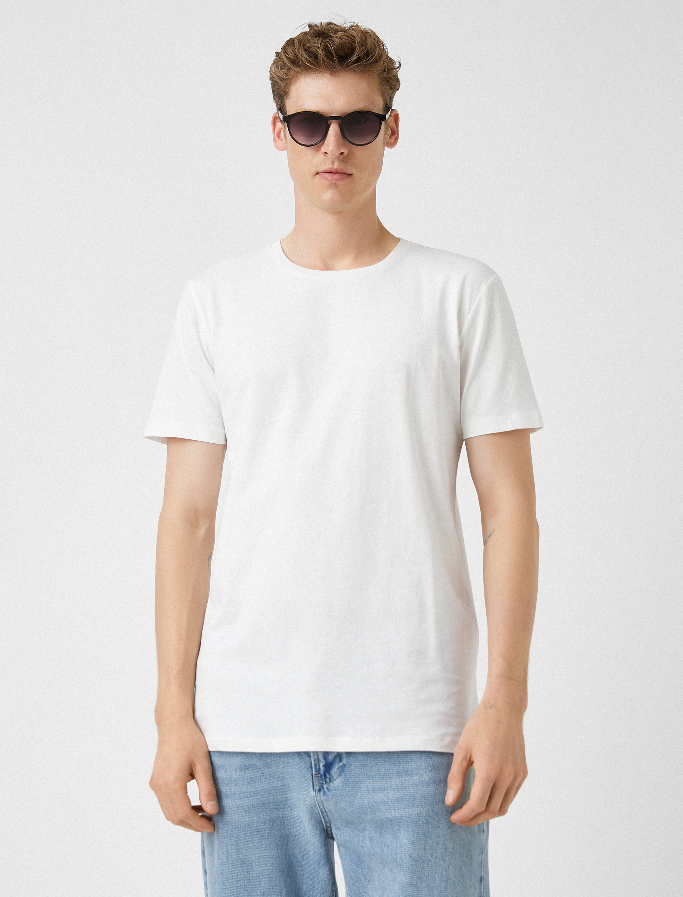   Basic Tişört Kısa Kollu Bisiklet Yaka