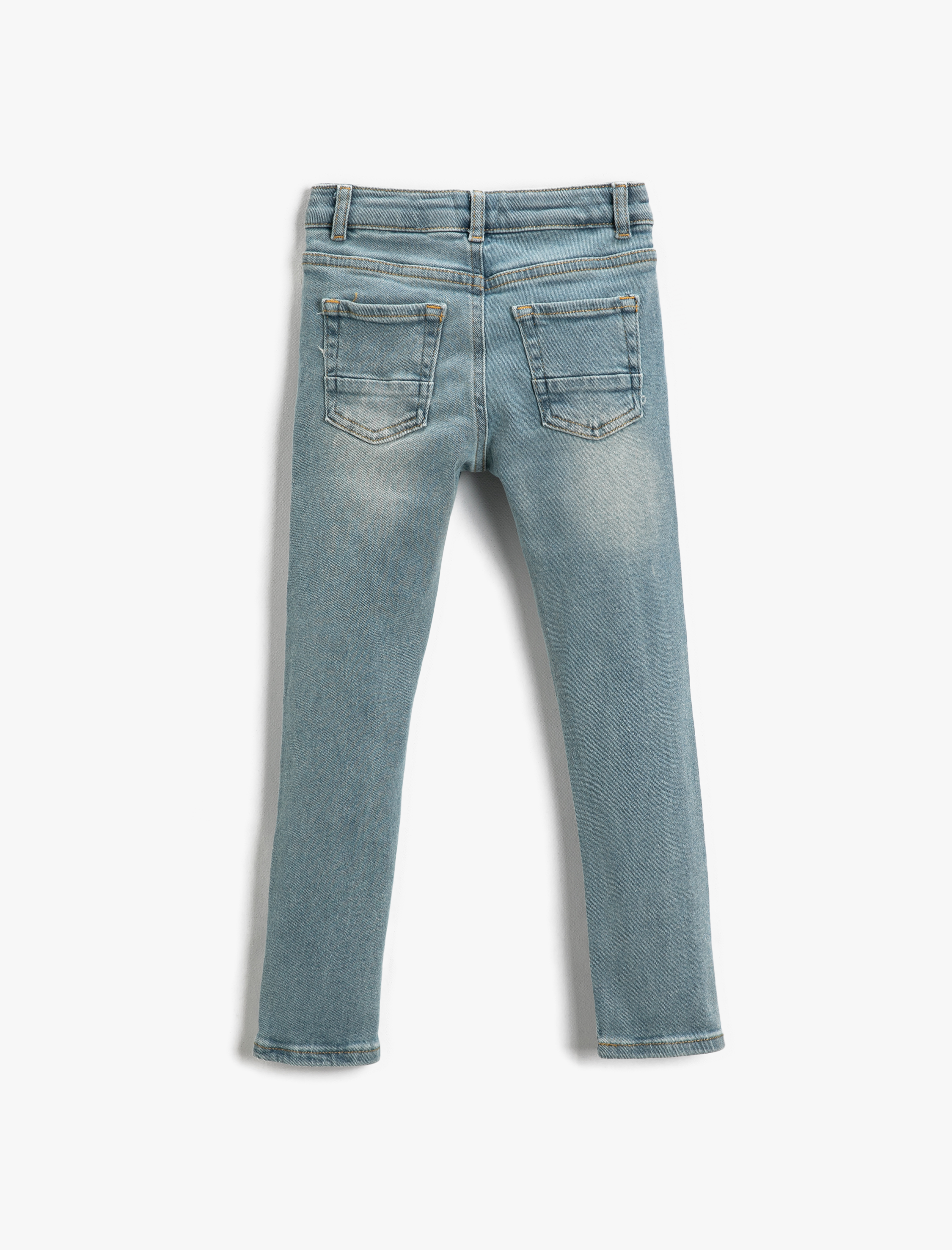 Erkek Çocuk Kot Pantolon Yıpratılmış Detaylı Pamuklu Cepli - Slim Jean