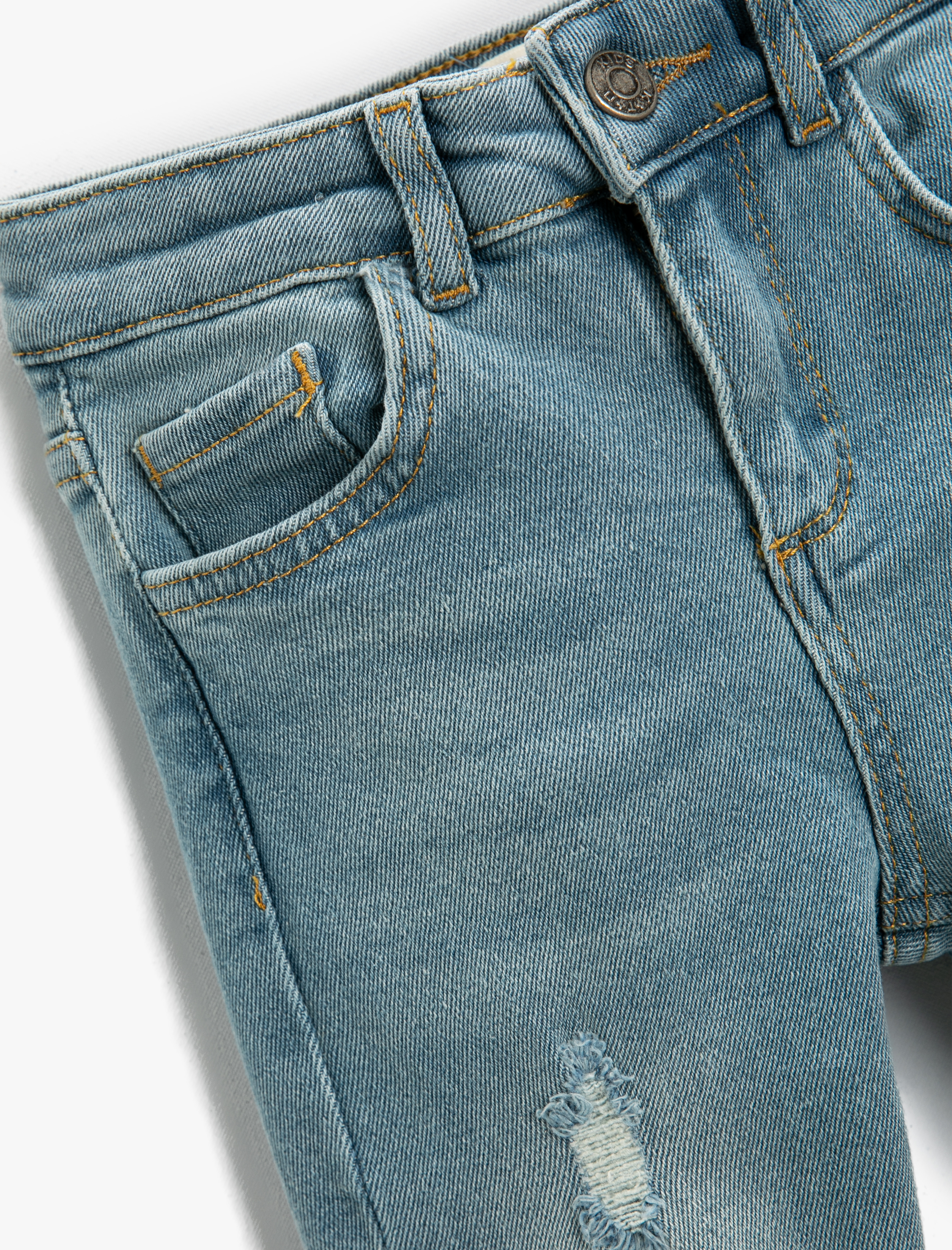 Erkek Çocuk Kot Pantolon Yıpratılmış Detaylı Pamuklu Cepli - Slim Jean
