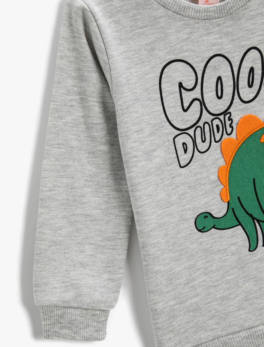  Erkek Bebek Sweatshirt Baskılı Uzun Kollu Bisiklet Yaka