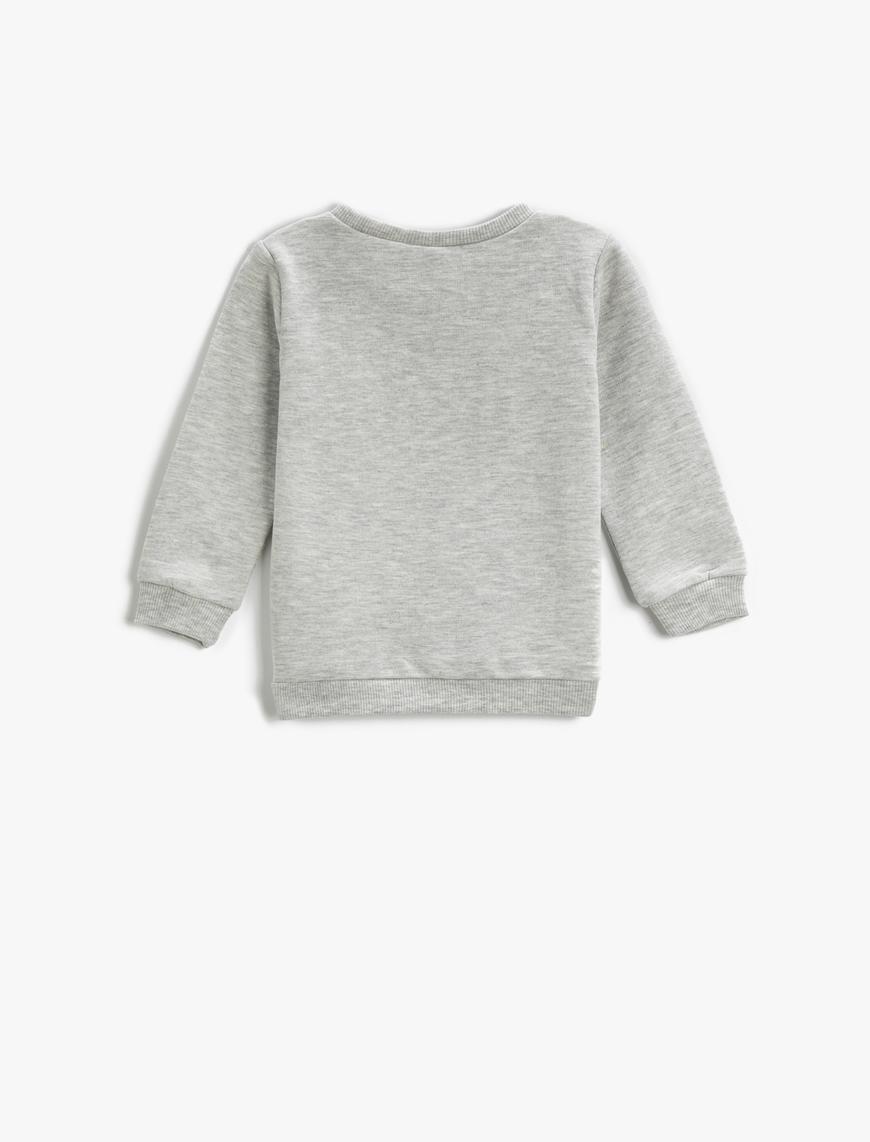  Erkek Bebek Sweatshirt Baskılı Uzun Kollu Bisiklet Yaka