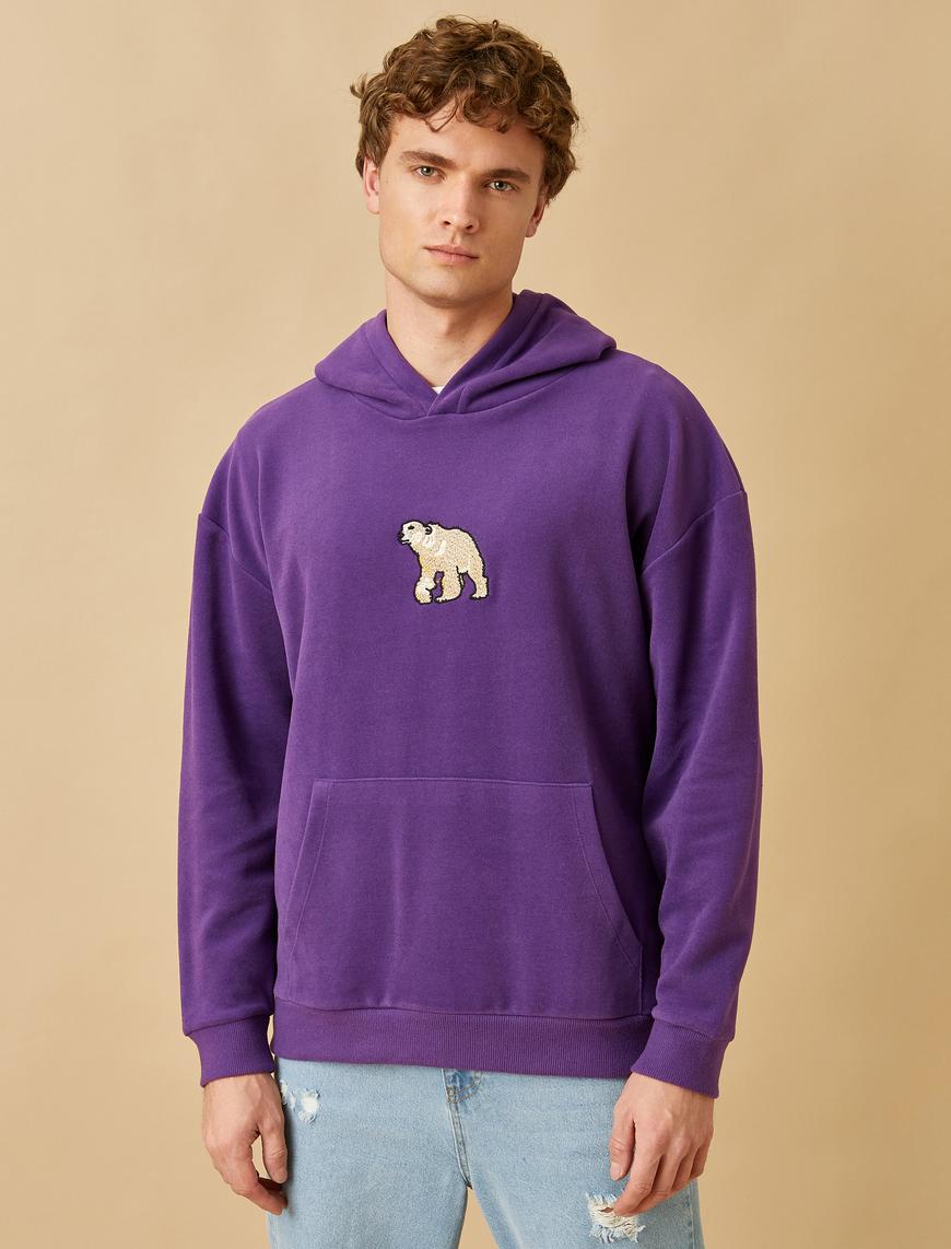   Kutup Ayısı Baskılı Kapüşonlu Sweatshirt