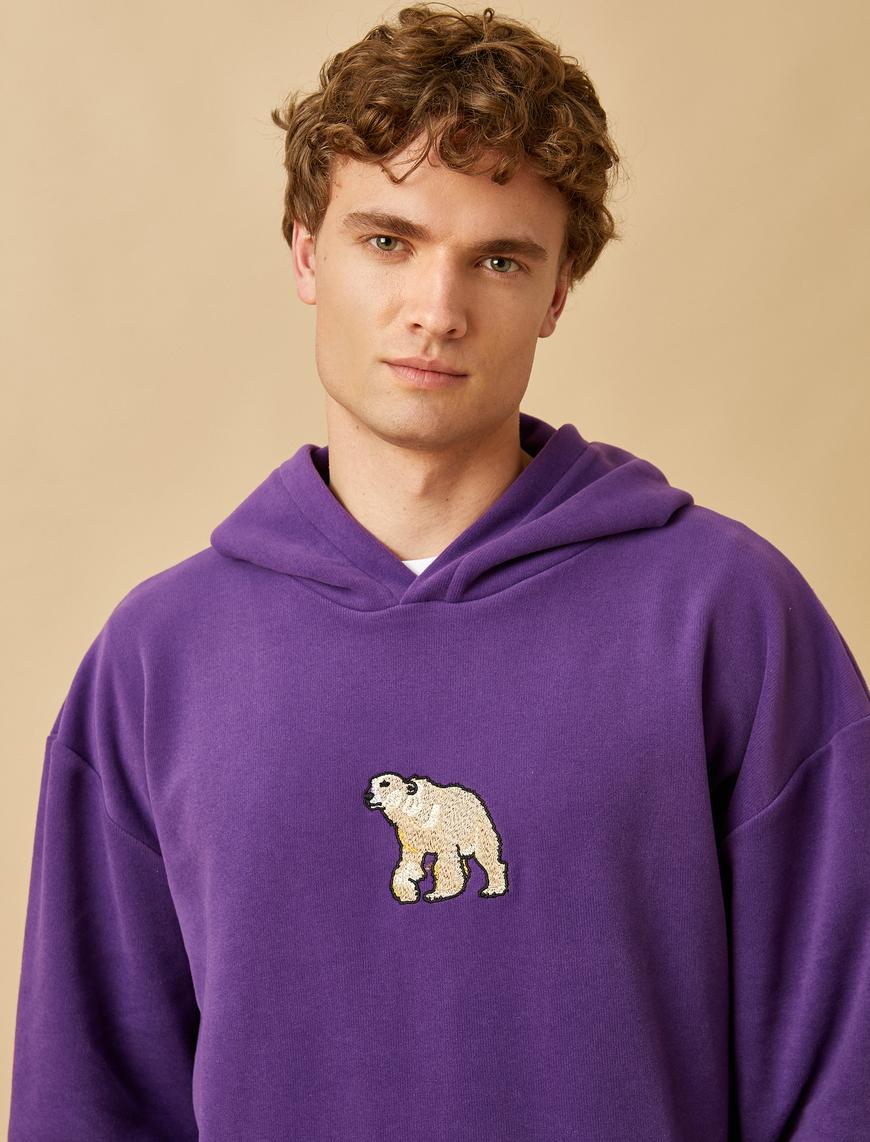   Kutup Ayısı Baskılı Kapüşonlu Sweatshirt