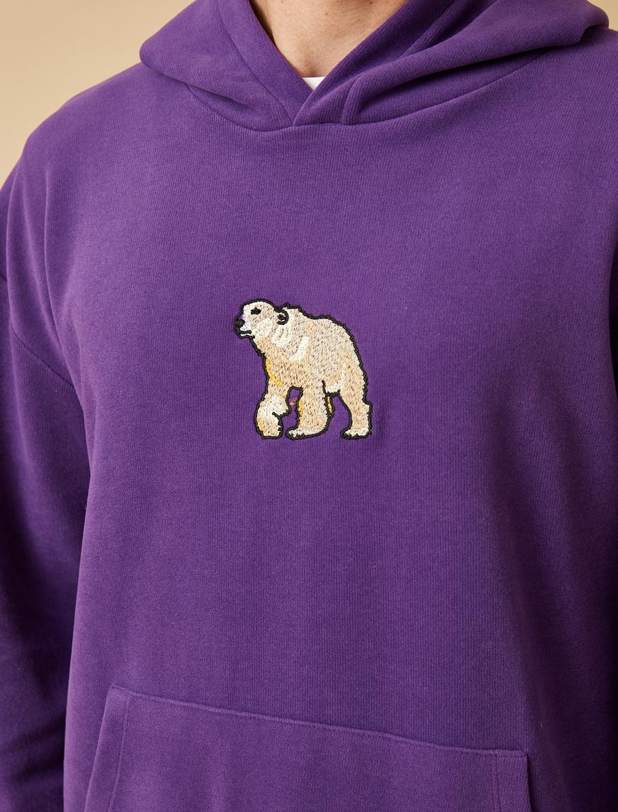   Kutup Ayısı Baskılı Kapüşonlu Sweatshirt