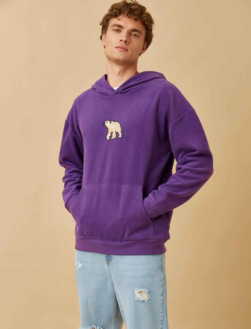   Kutup Ayısı Baskılı Kapüşonlu Sweatshirt