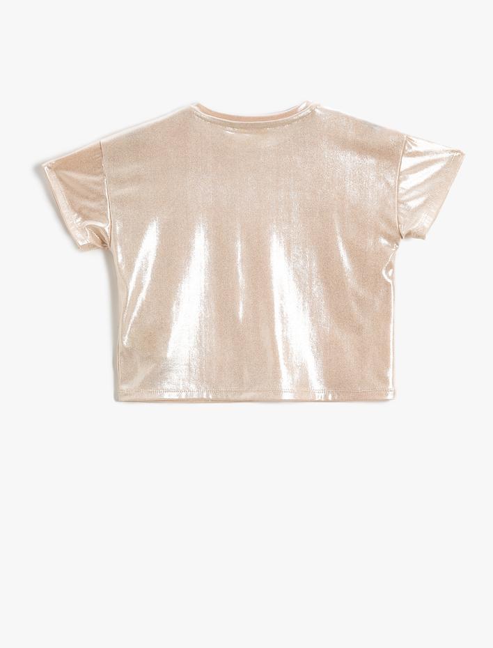 Kız Çocuk Basic Parlak Tişört Kısa Kollu Bisiklet Yaka