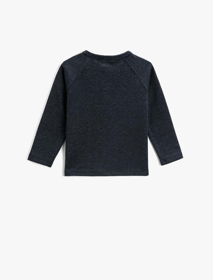 Erkek Bebek Basic Düğme Detaylı Uzun Kollu Tişört Bisiklet Yaka