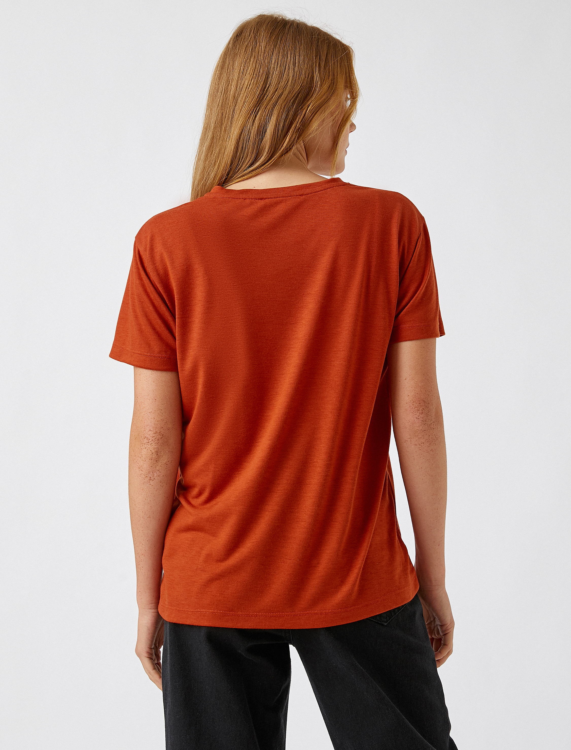   Bisiklet Yaka Kısa Kollu Baskılı Tişört