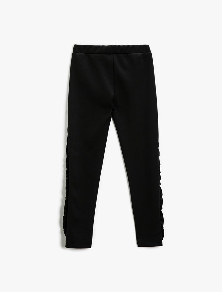 Kız Çocuk Pantolon Tayt Basic Yanları Fırfırlı Beli Lastikli