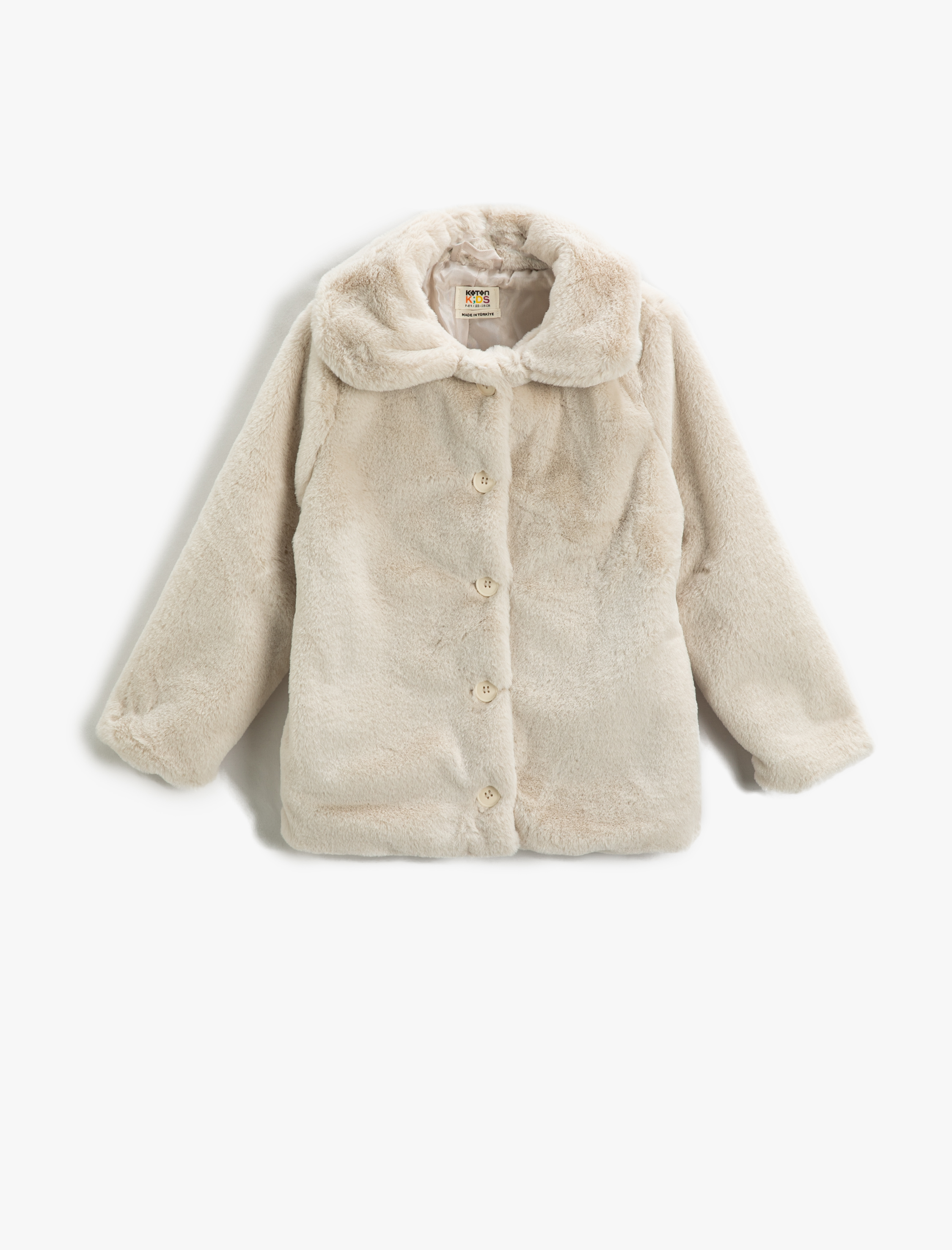  Kız Çocuk Peluş Mont Düğmeli