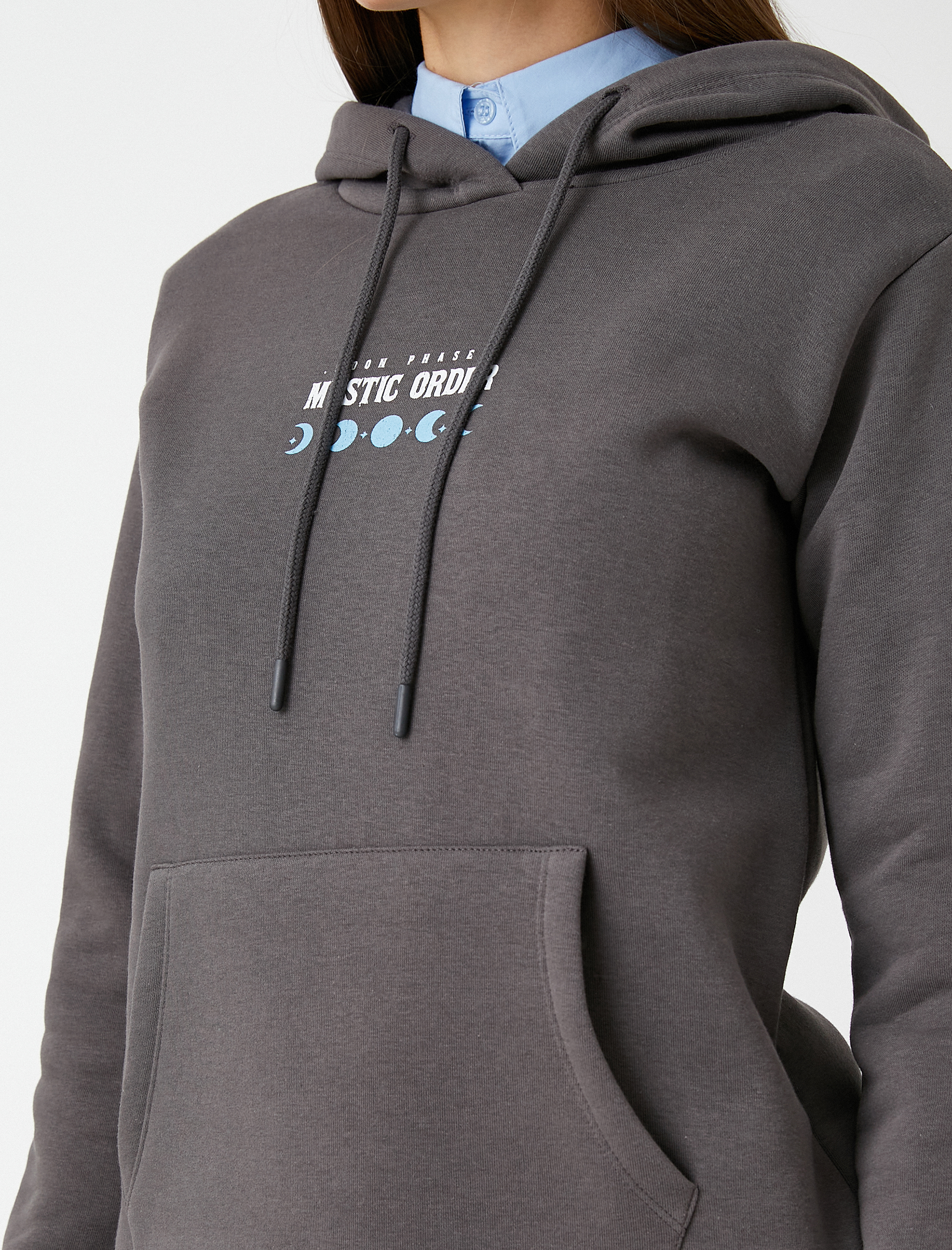   Baskılı Sweatshirt Kapüşonlu Kanguru Cepli İçi Polarlı