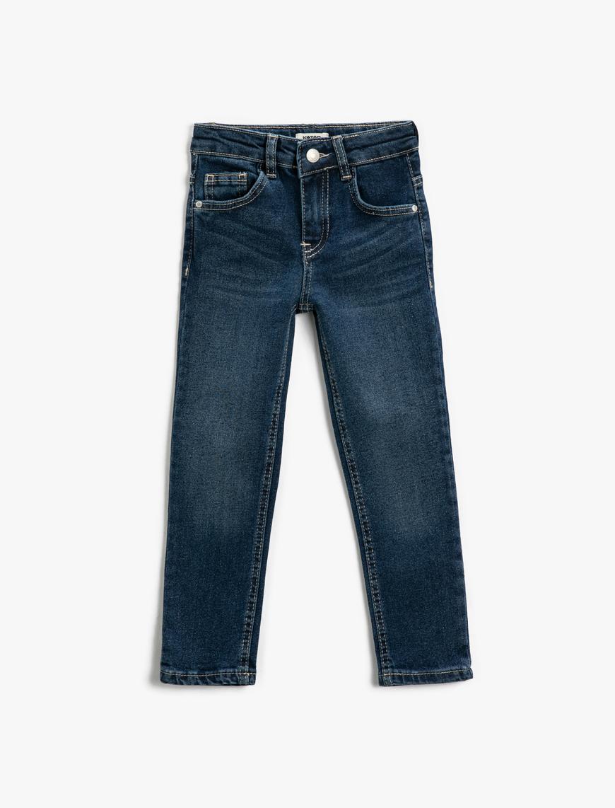  Erkek Çocuk Kot Pantolon Dar Paça Pamuklu - Slim Jean