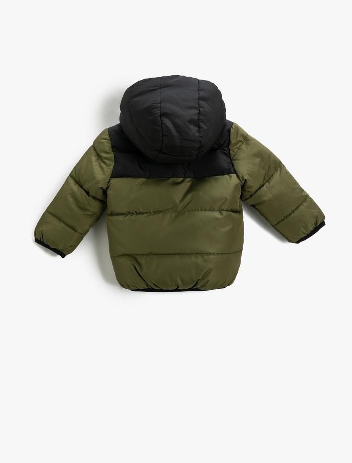 Erkek Bebek Şişme Mont Kapüşonlu İçi Peluş Astarlı Fermuarlı