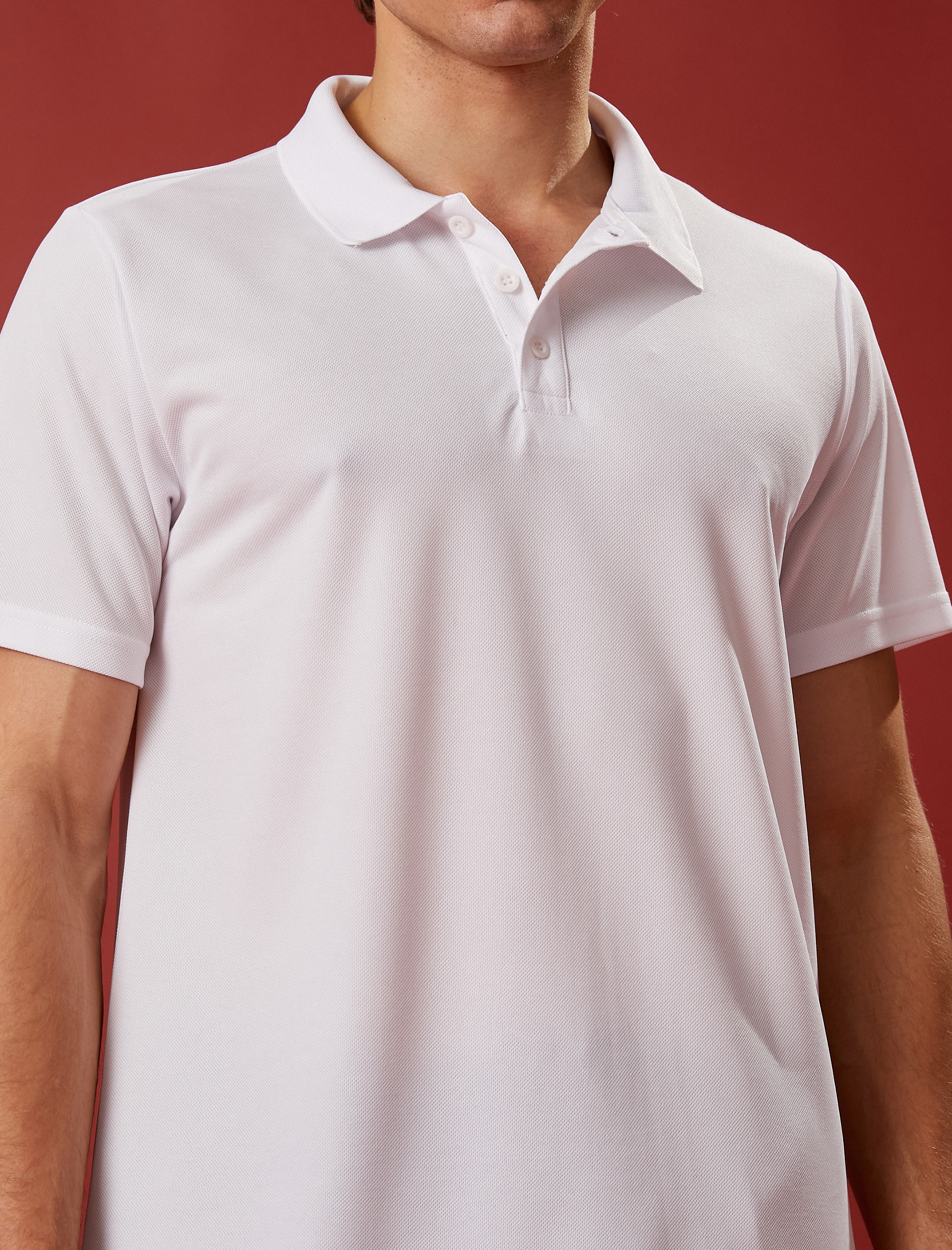   Spor Tişört Polo Yaka Düğme Detaylı Kısa Kollu Hızlı Kuruyan Kumaş