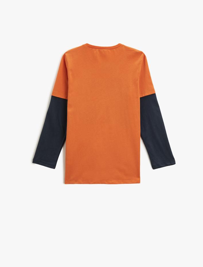 Erkek Çocuk Uzun Kollu Tişört Baskılı Bisiklet Yaka Pamuklu