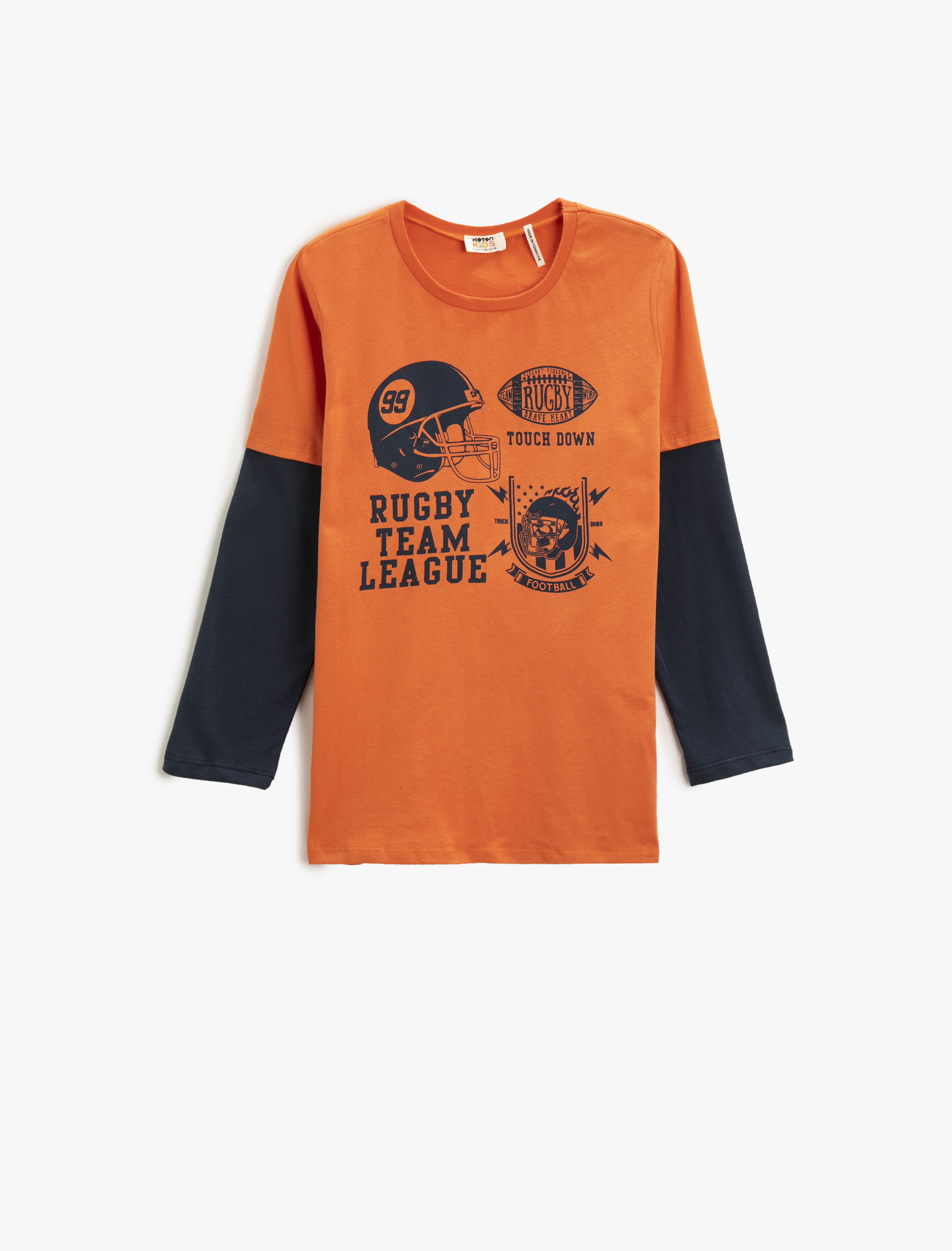  Erkek Çocuk Uzun Kollu Tişört Baskılı Bisiklet Yaka Pamuklu