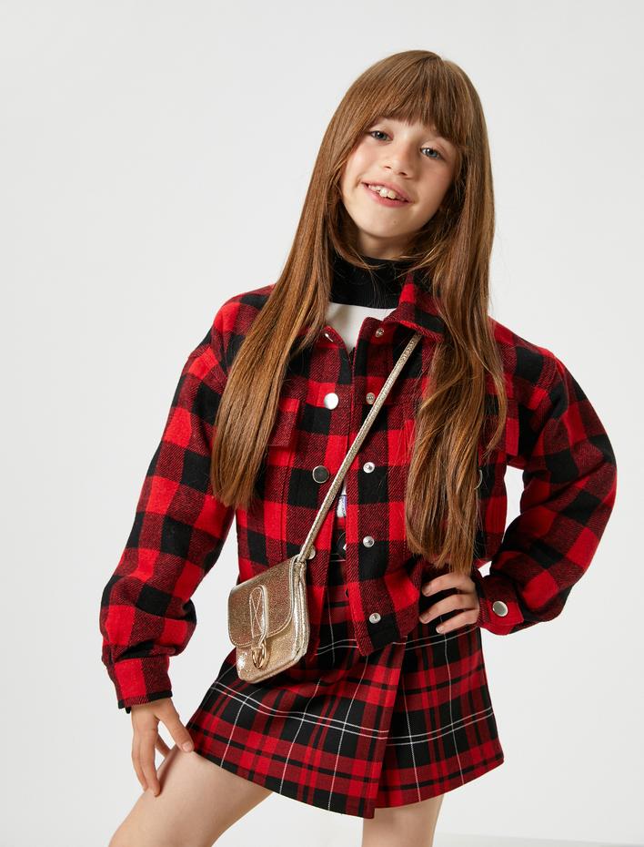 Kız Çocuk Mini Şort Etek Kruvaze Kemer Detaylı Beli Lastikli