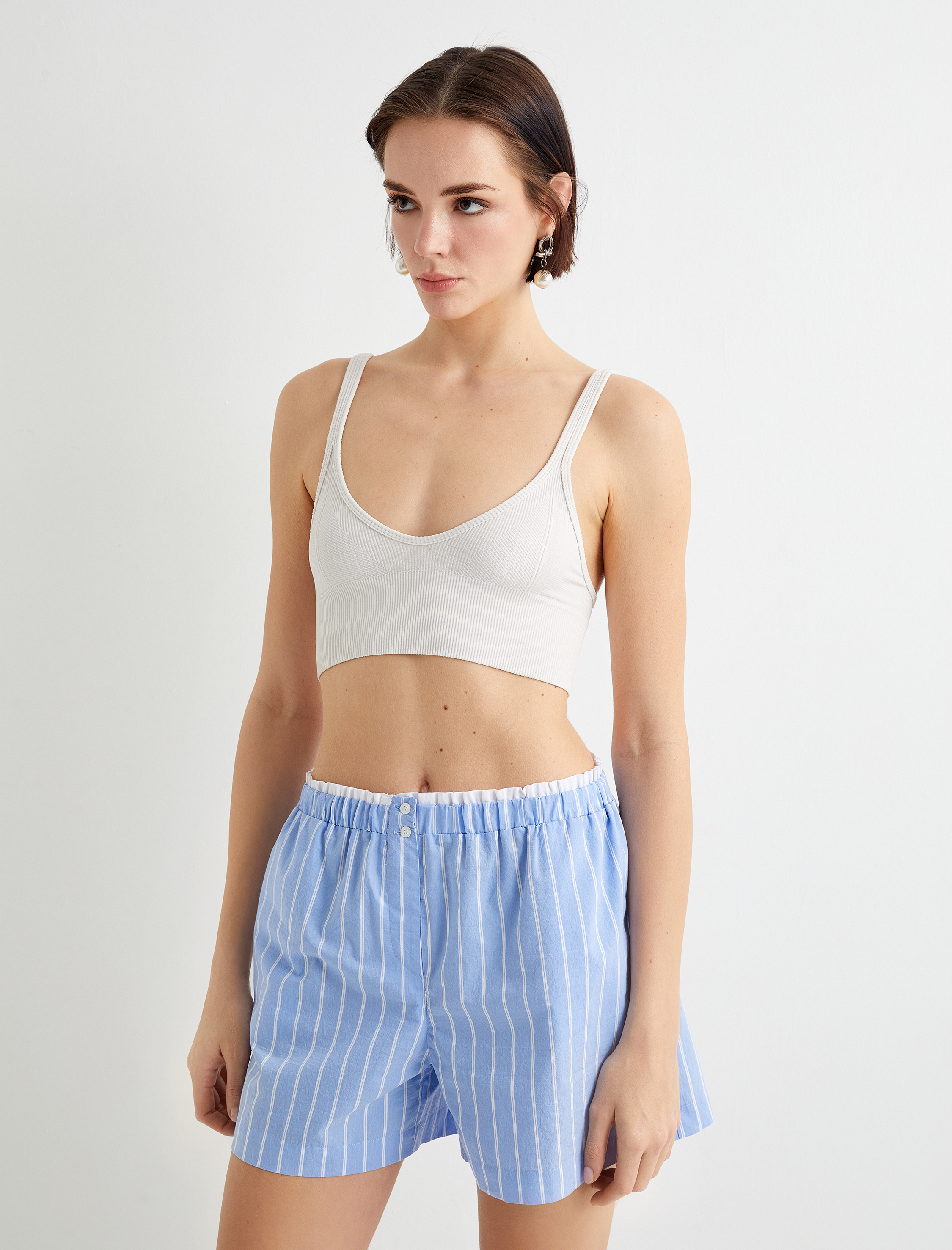   Crop Atlet Kalın Askılı U Yaka Fitilli