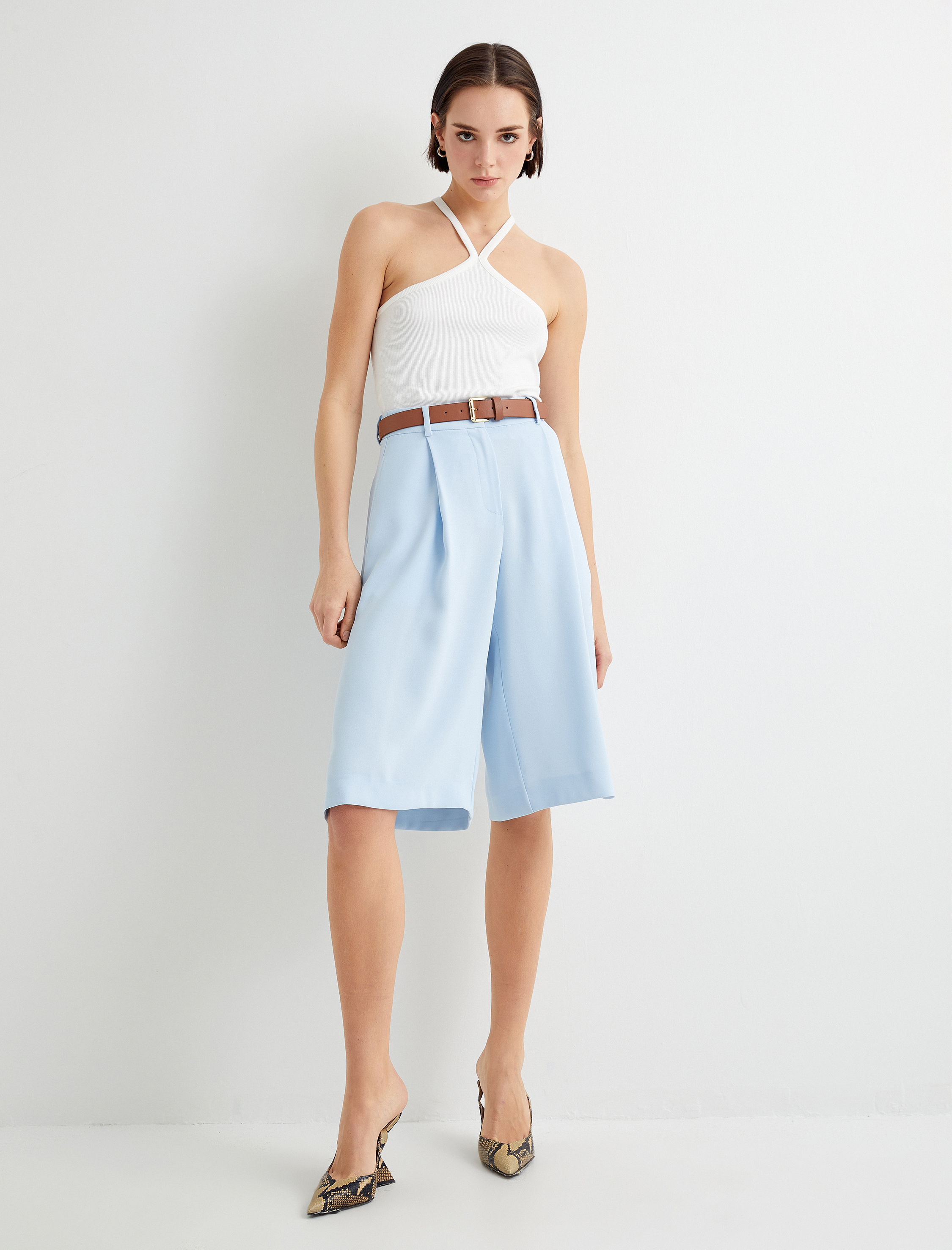   Bermuda Şort Geniş Paça Fermuarlı