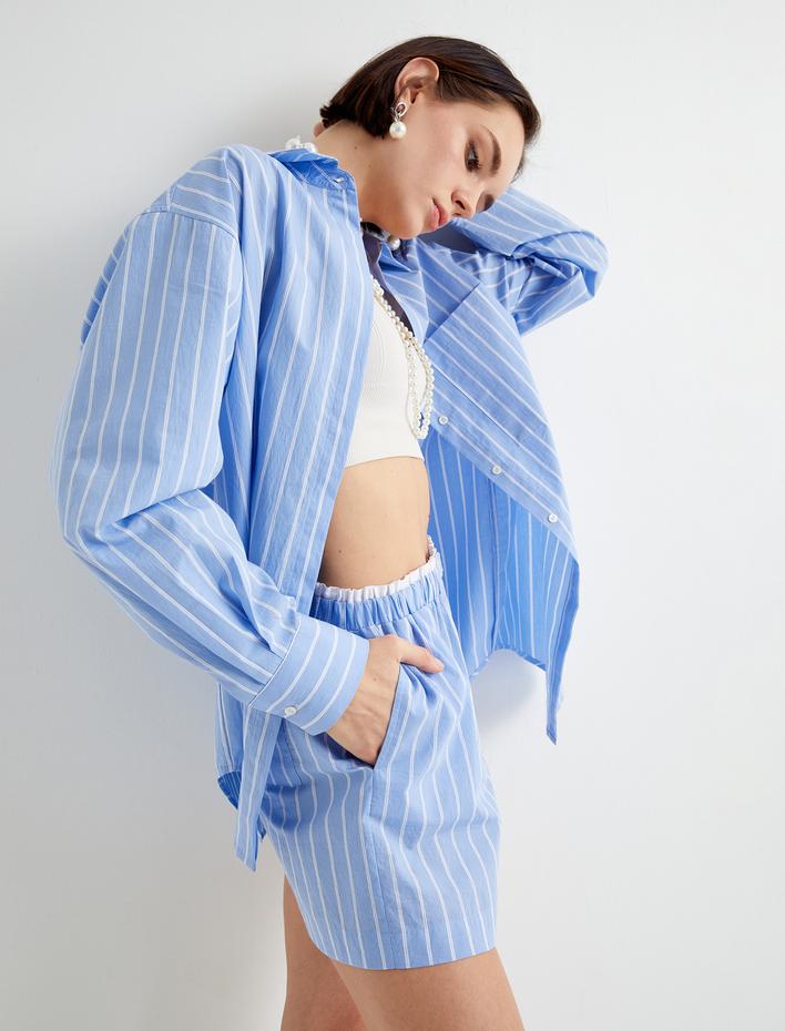  Uzun Kollu Gömlek Düğmeli Klasik Yaka