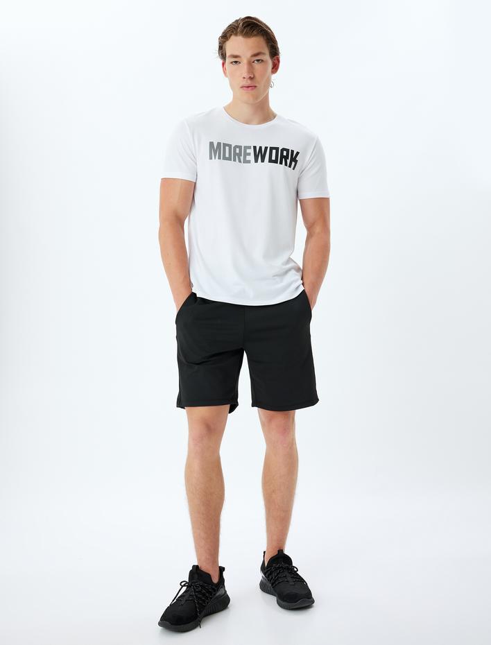  Spor Şort Kısa Beli Bağcıklı Şerit Detaylı Cepli