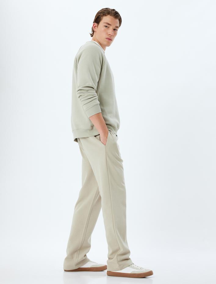  Eşofman Altı Beli Lastikli Cep Detaylı Pamuklu