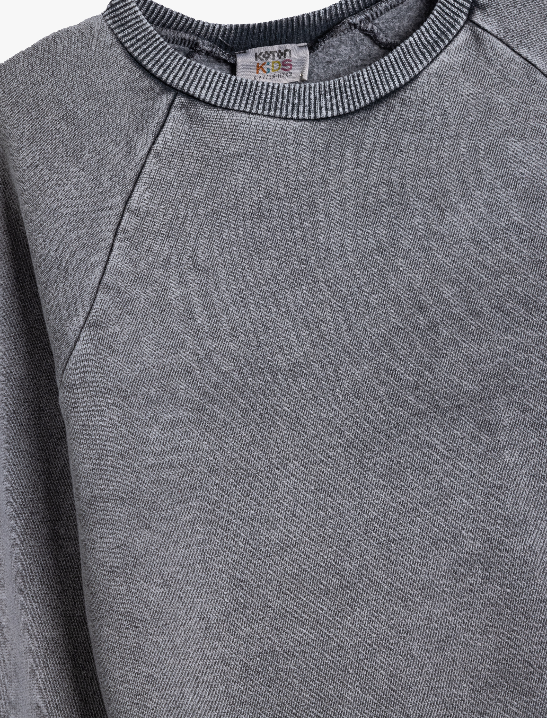  Erkek Çocuk Oversize Sweatshirt Bisiklet Yaka Soluk Efektli Pamuklu Şardonlu