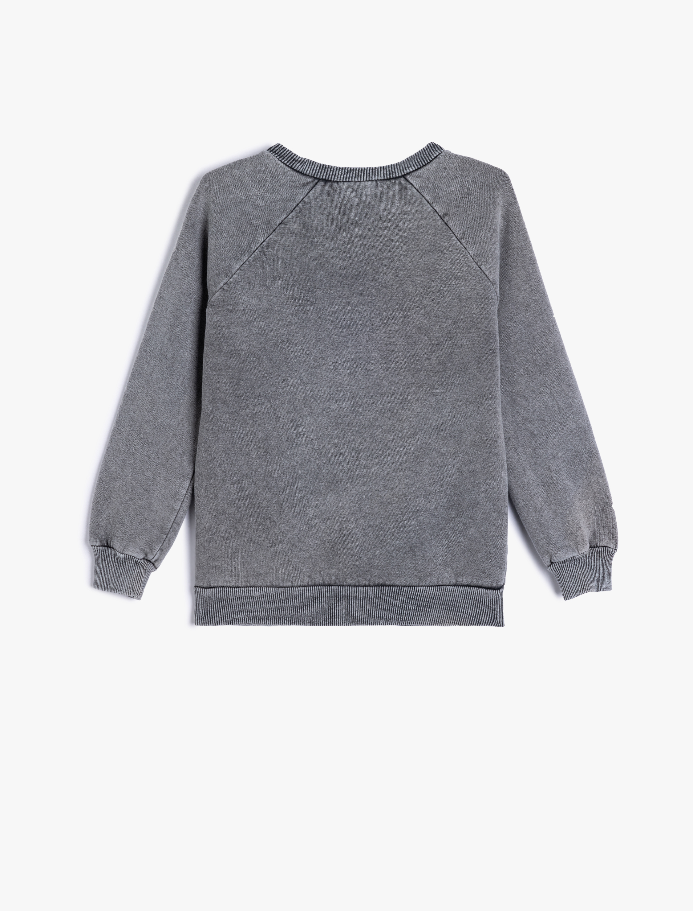  Erkek Çocuk Oversize Sweatshirt Bisiklet Yaka Soluk Efektli Pamuklu Şardonlu