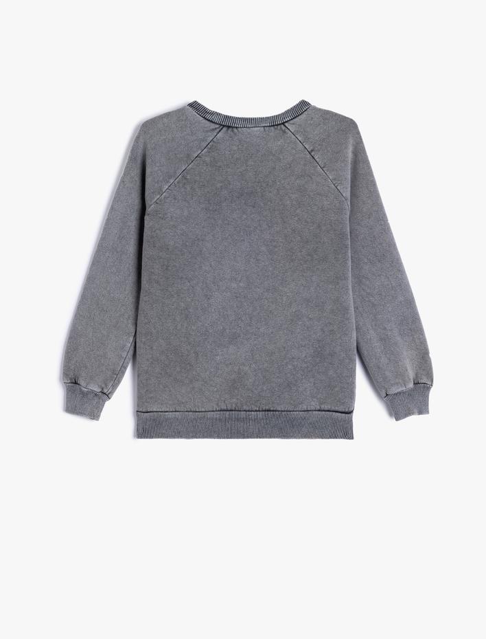 Erkek Çocuk Oversize Sweatshirt Bisiklet Yaka Soluk Efektli Pamuklu Şardonlu