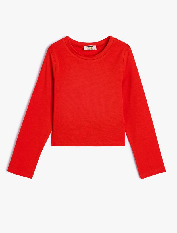 Uzun Kollu Tişört Slim Fit Basic Bisiklet Yaka Pamuklu_0