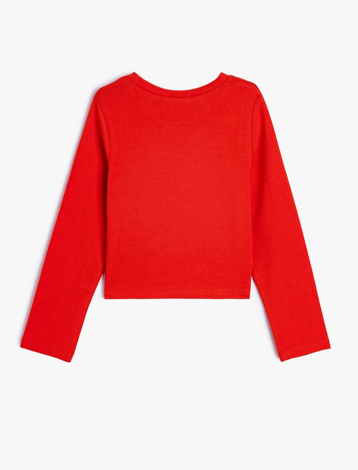 Kız Çocuk Uzun Kollu Pamuklu Basic Crop Tişört