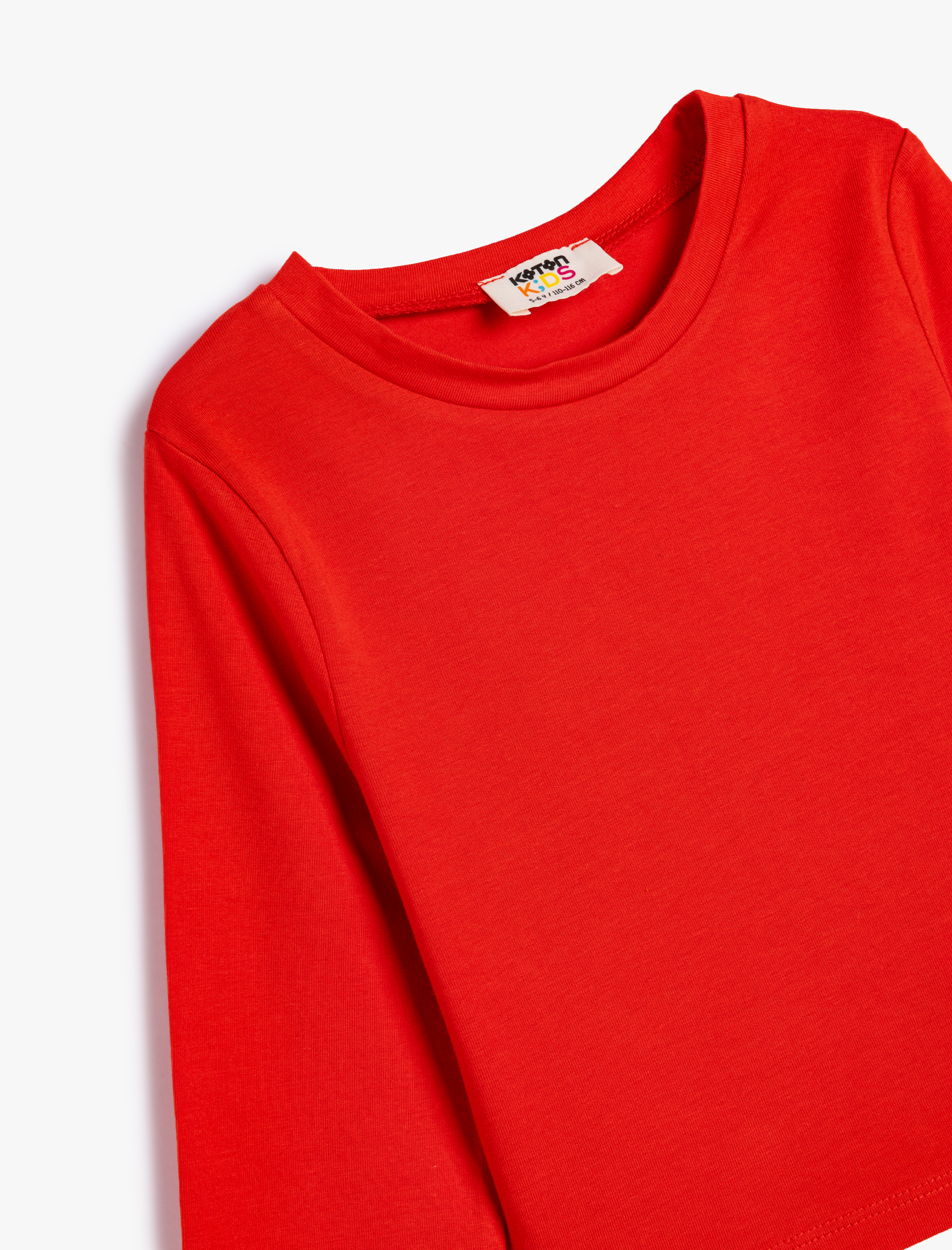  Kız Çocuk Uzun Kollu Pamuklu Basic Crop Tişört