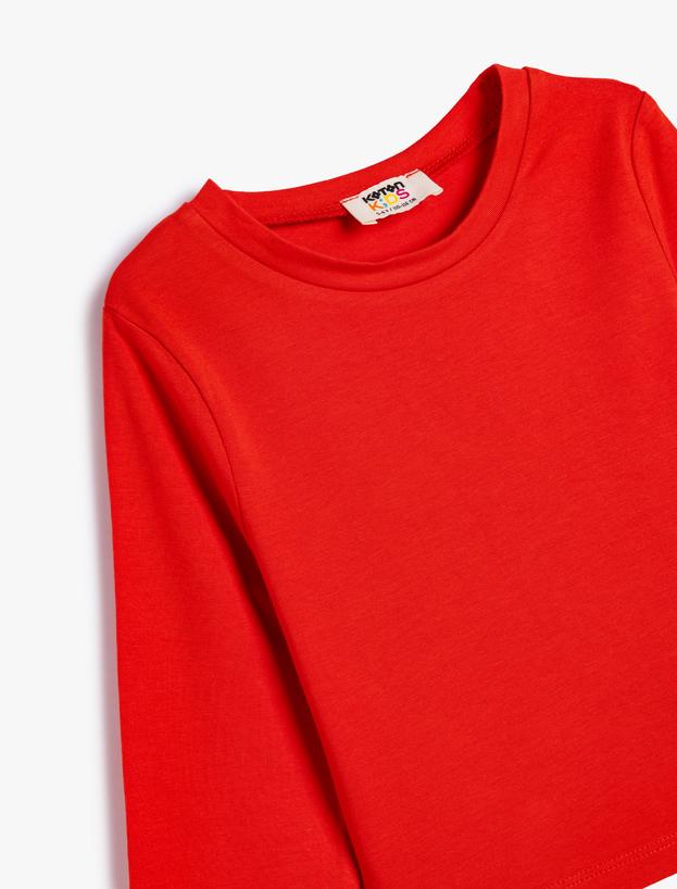 Uzun Kollu Tişört Slim Fit Basic Bisiklet Yaka Pamuklu_2