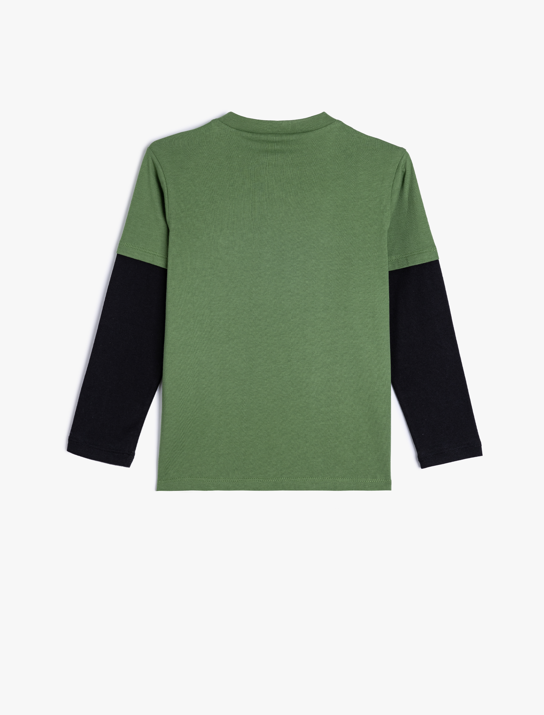  Erkek Çocuk Uzun Kollu Bisiklet Yaka Baskı Detaylı Pamuklu Tişört