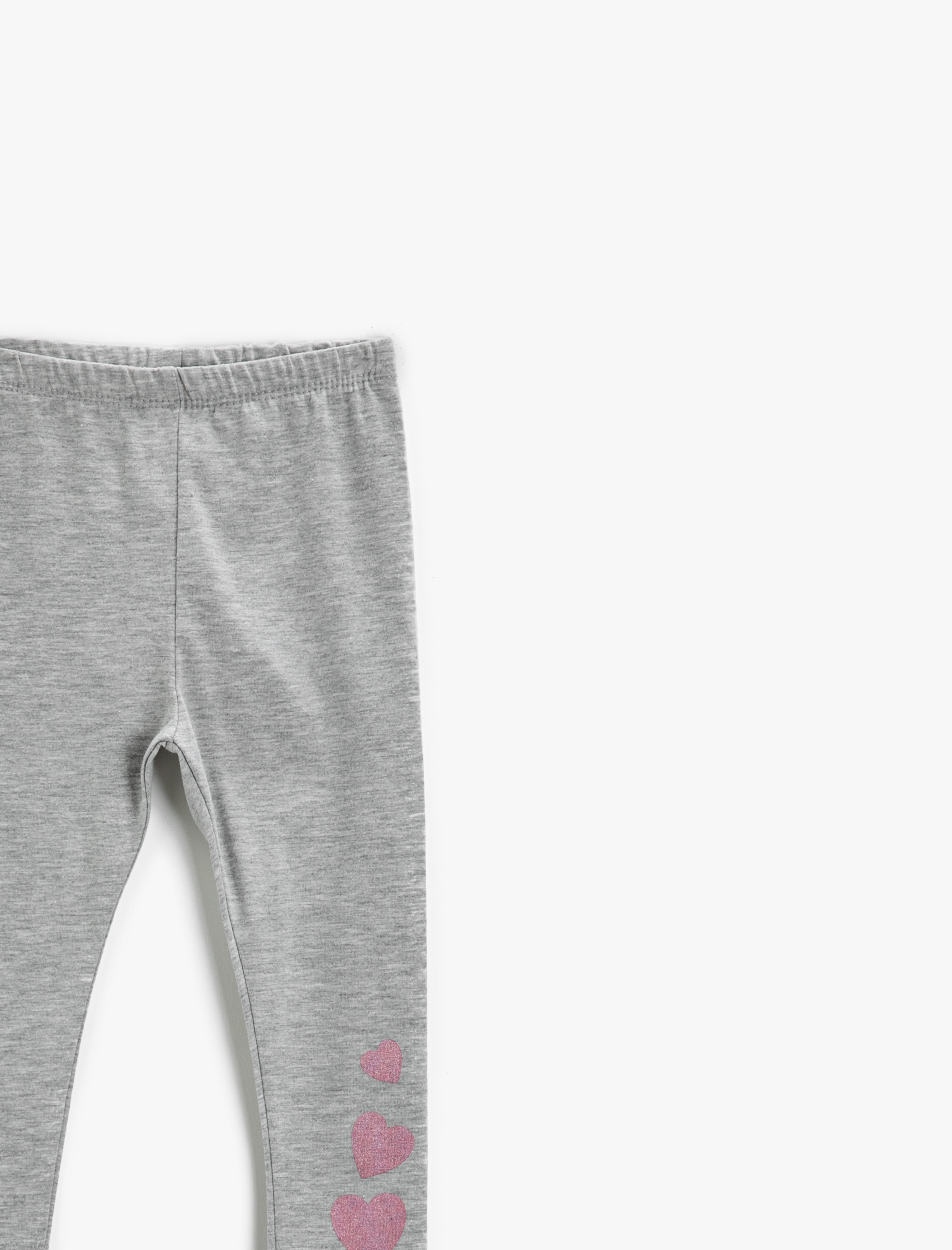  Kız Bebek Kalp Baskılı Tayt Beli Lastikli