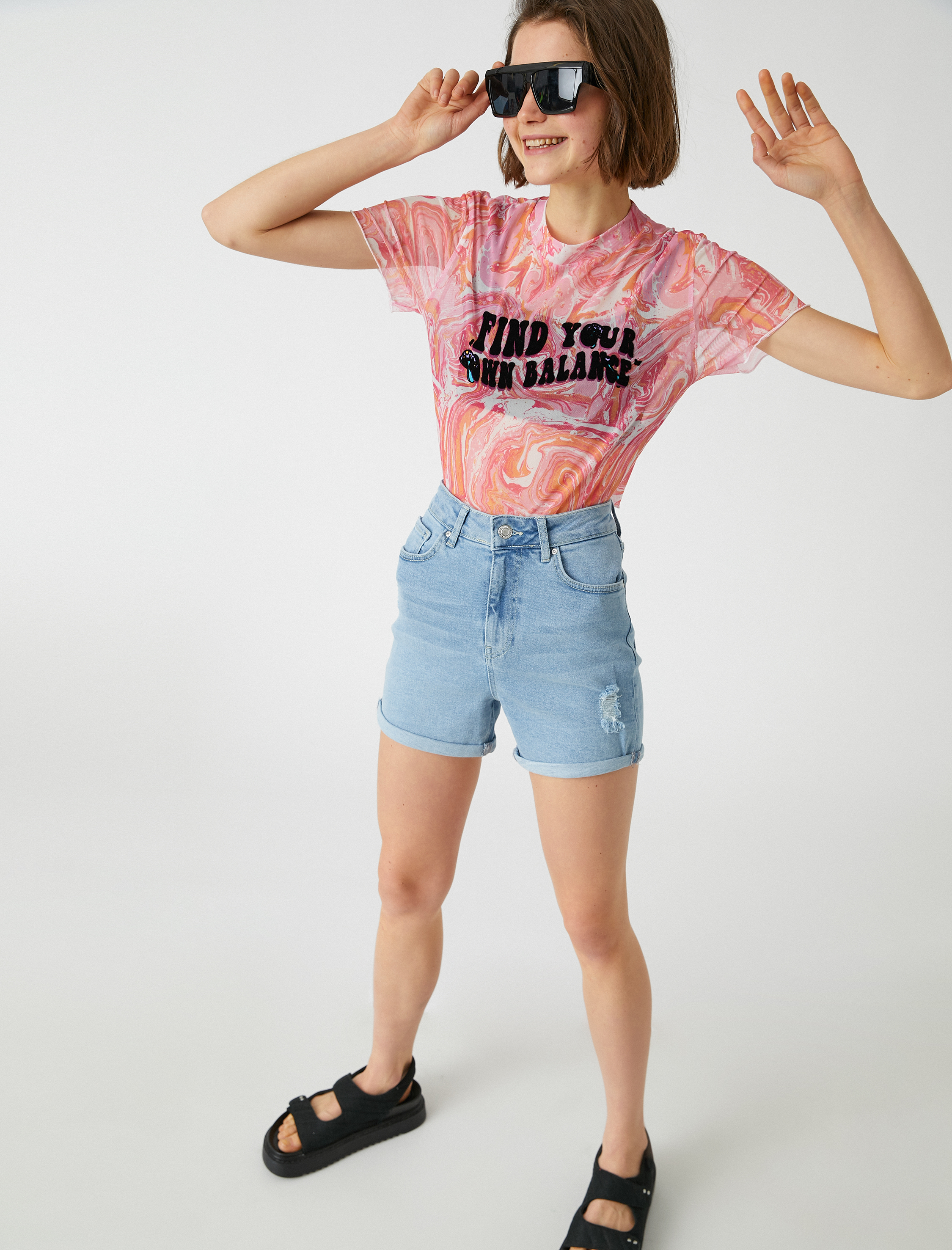   Yüksek Bel Kot Şort