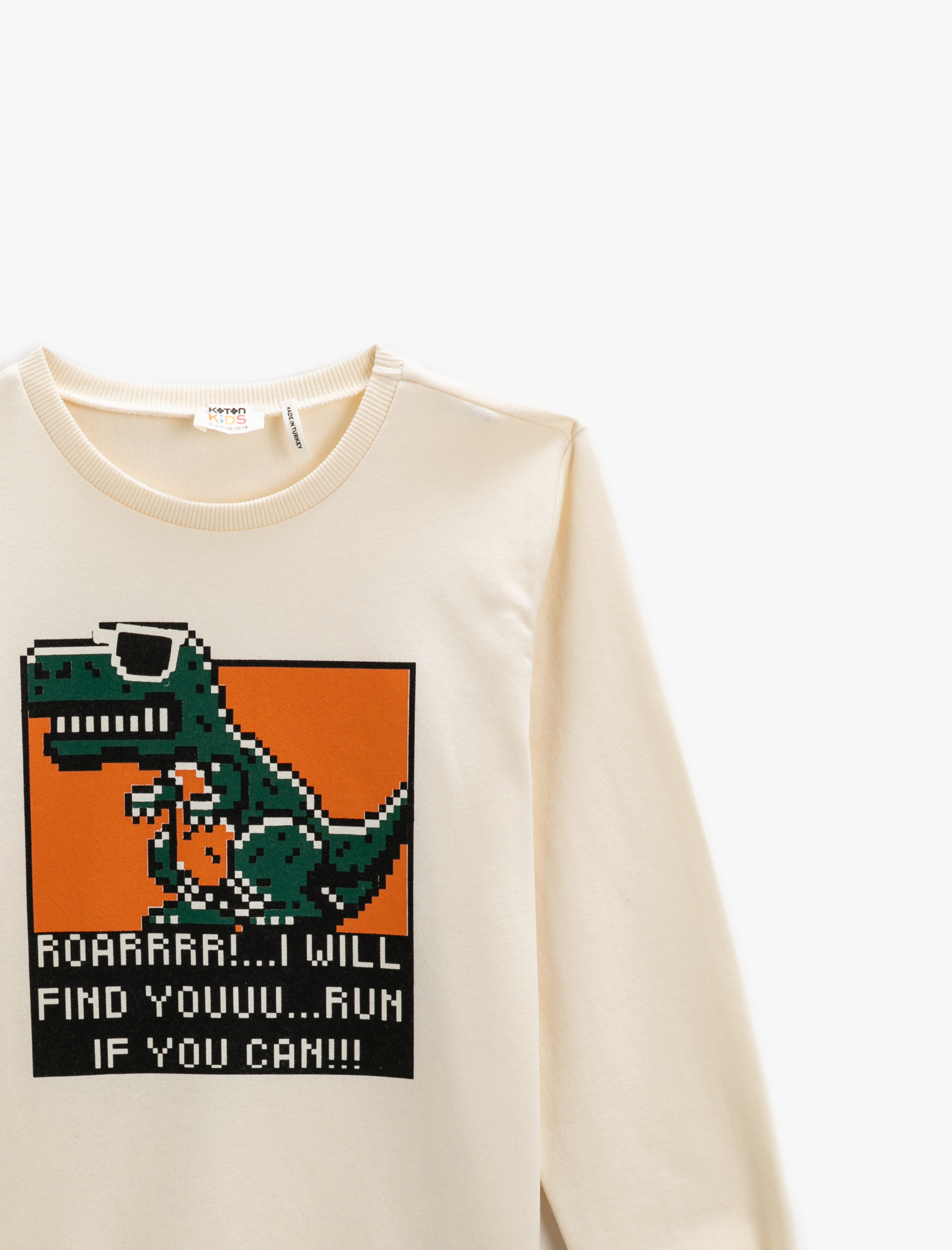  Erkek Çocuk Dinozor Baskılı Sweatshirt Uzun Kollu