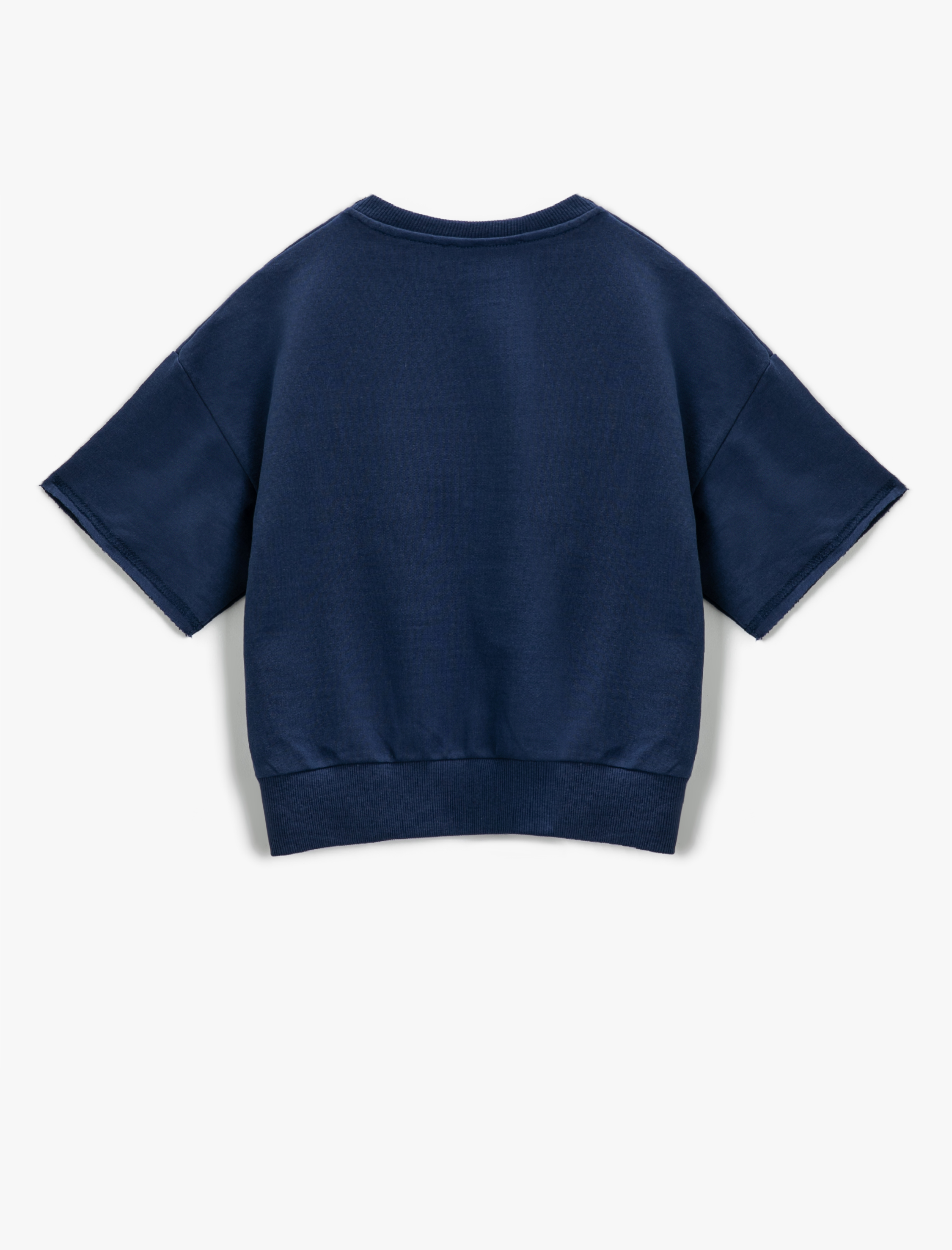  Erkek Çocuk Baskılı Kısa Kollu Sweatshirt Pamuklu Bisiklet Yaka