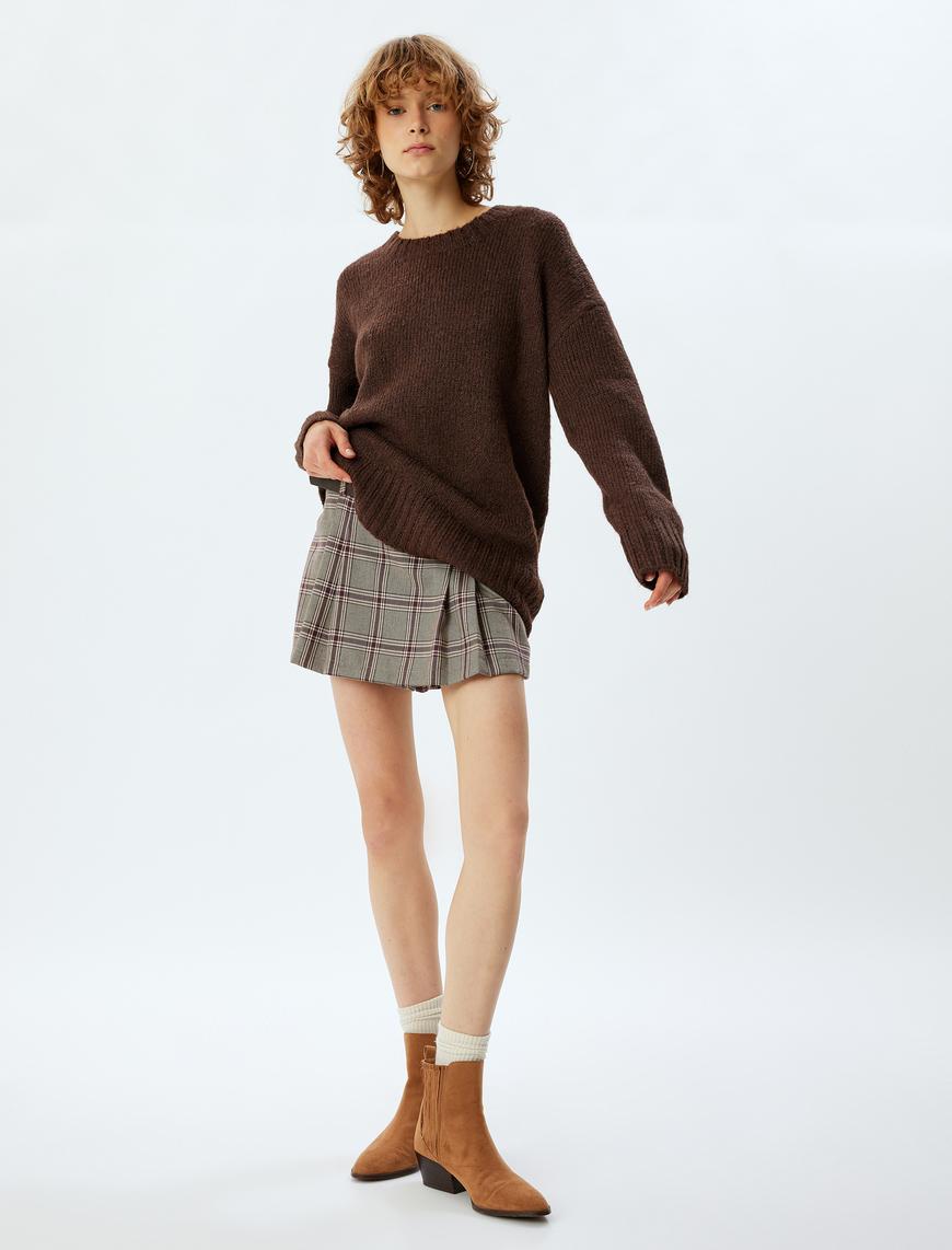   Basic Triko Tunik Bisiklet Yaka Uzun Kollu