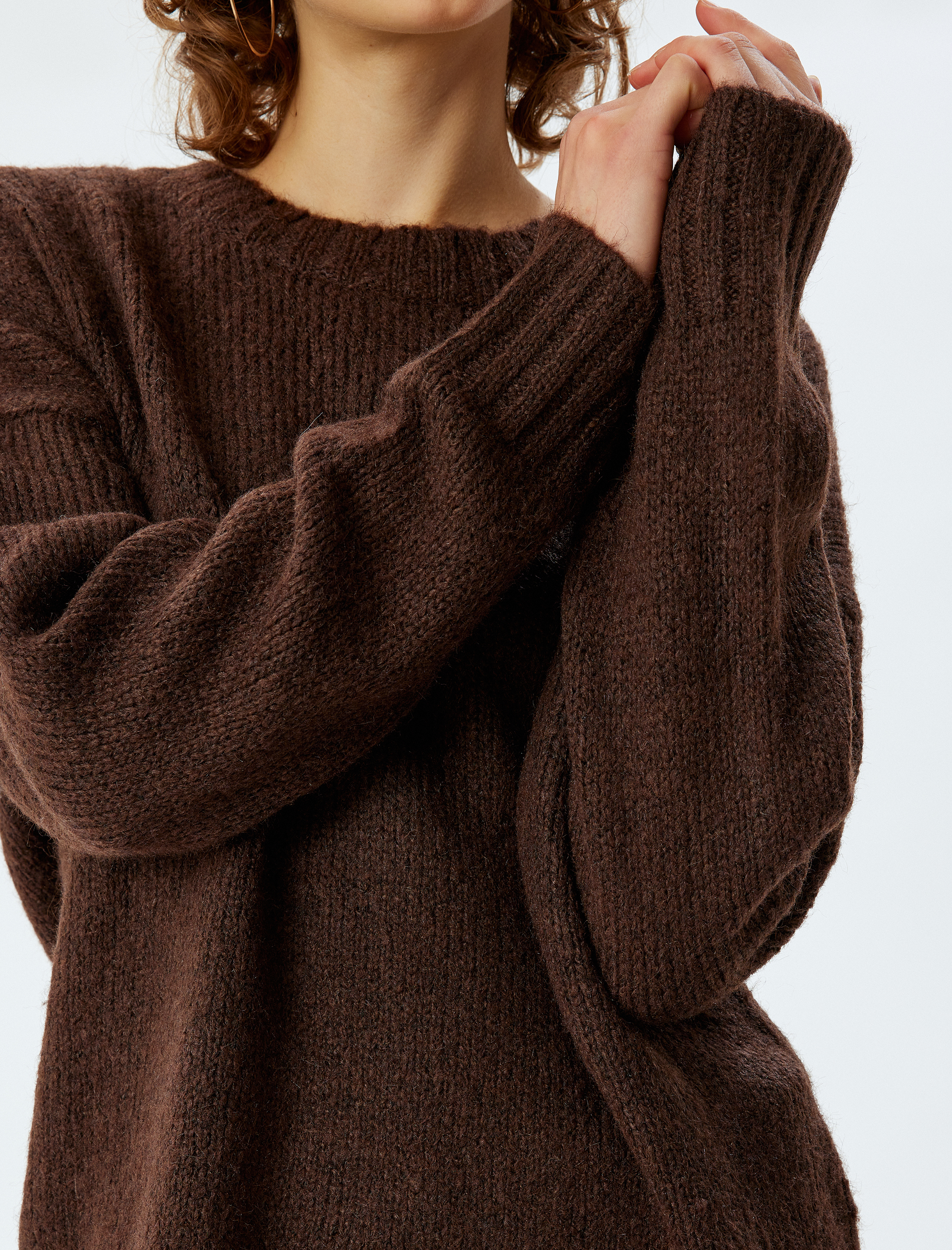   Basic Triko Tunik Bisiklet Yaka Uzun Kollu