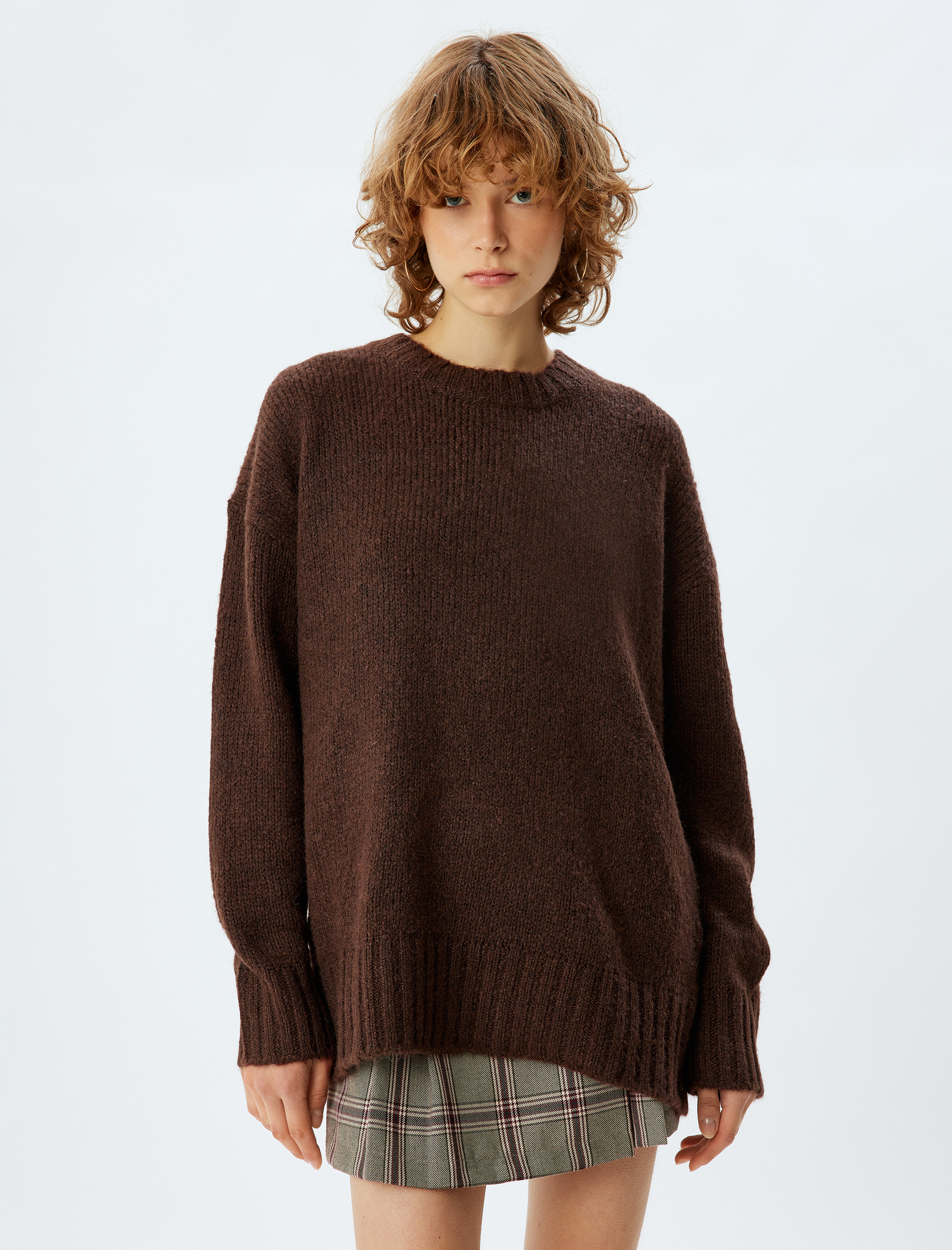   Basic Triko Tunik Bisiklet Yaka Uzun Kollu